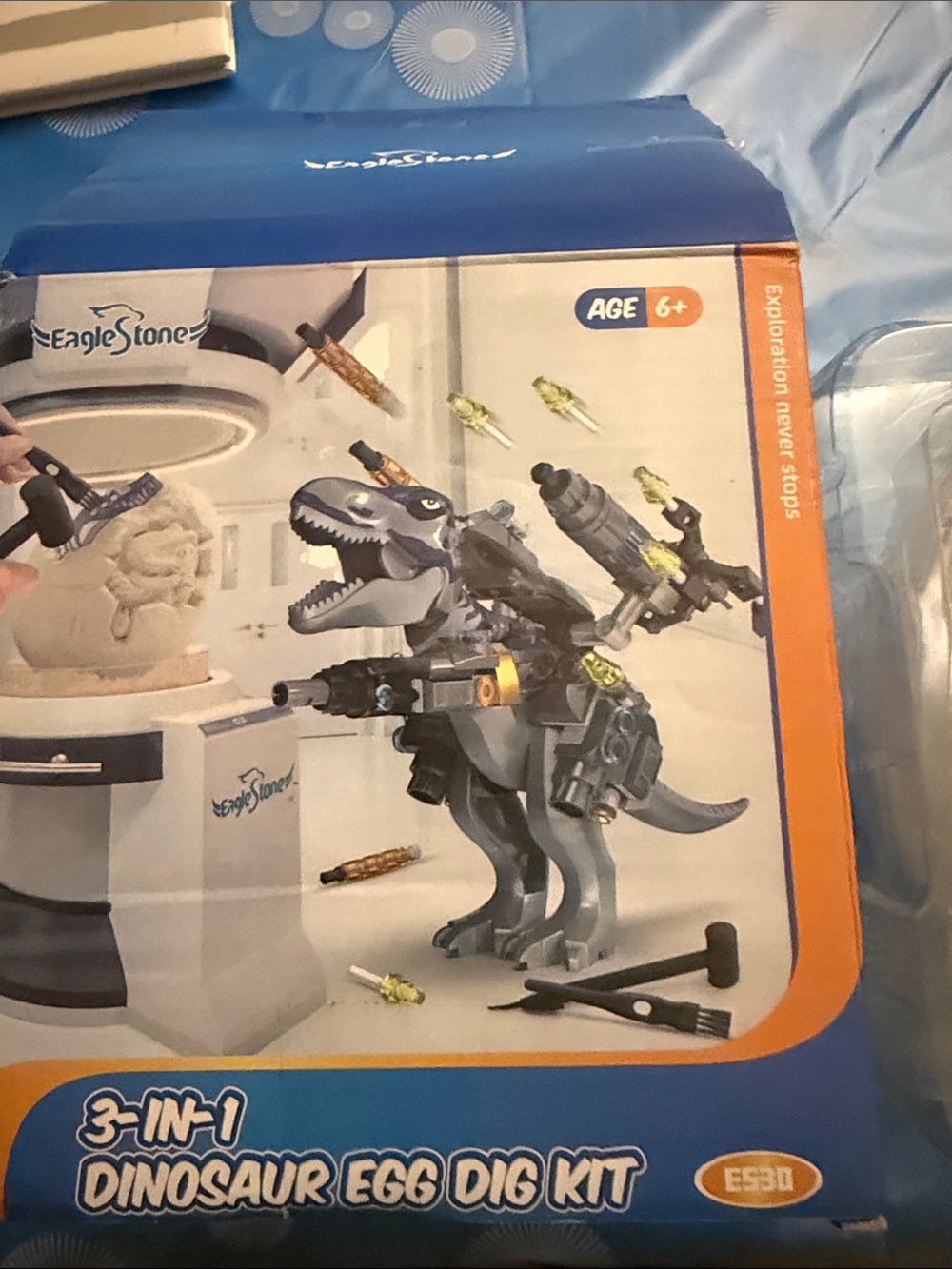 3-in-1 Dinosaur Egg Dig Kit – Gray Dino Playset (Kids Toys) eagle stone 6+